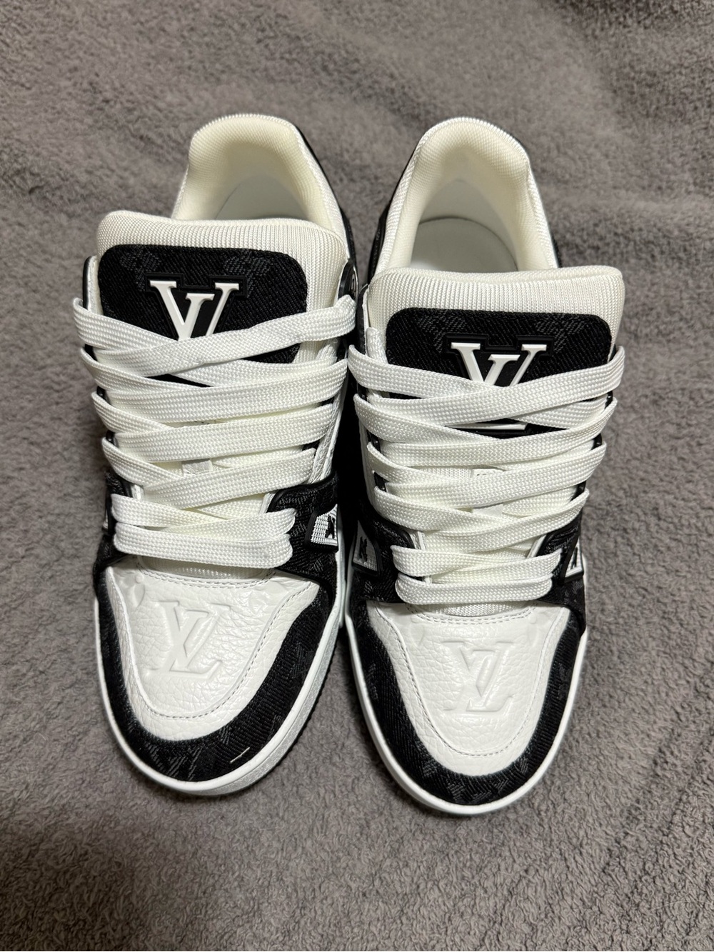 Louis Vuitton Black and White Monogram Low-Top Sneakers